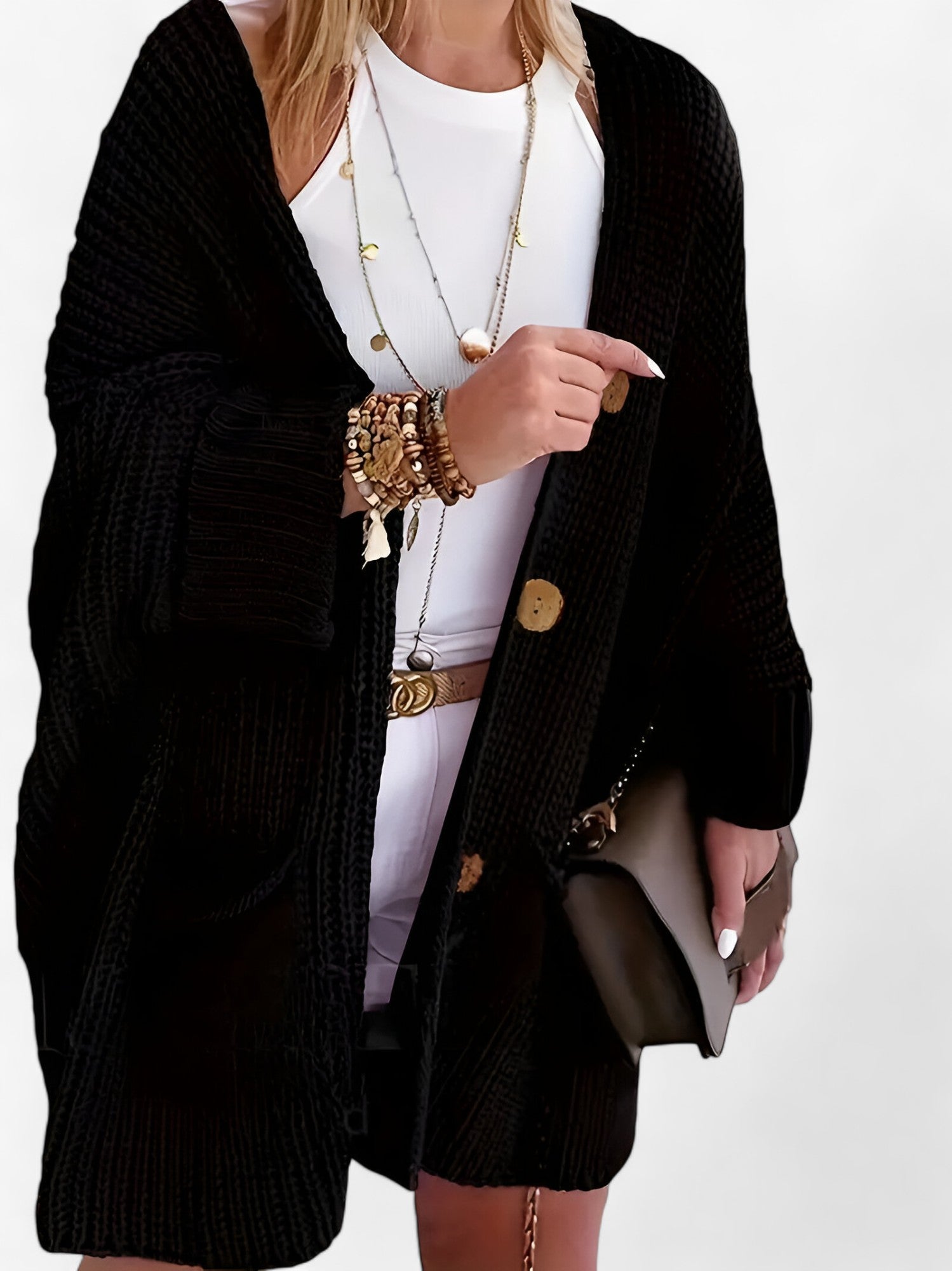 Dam Cardigan Medel Längd Polyester Elegant Stil 8