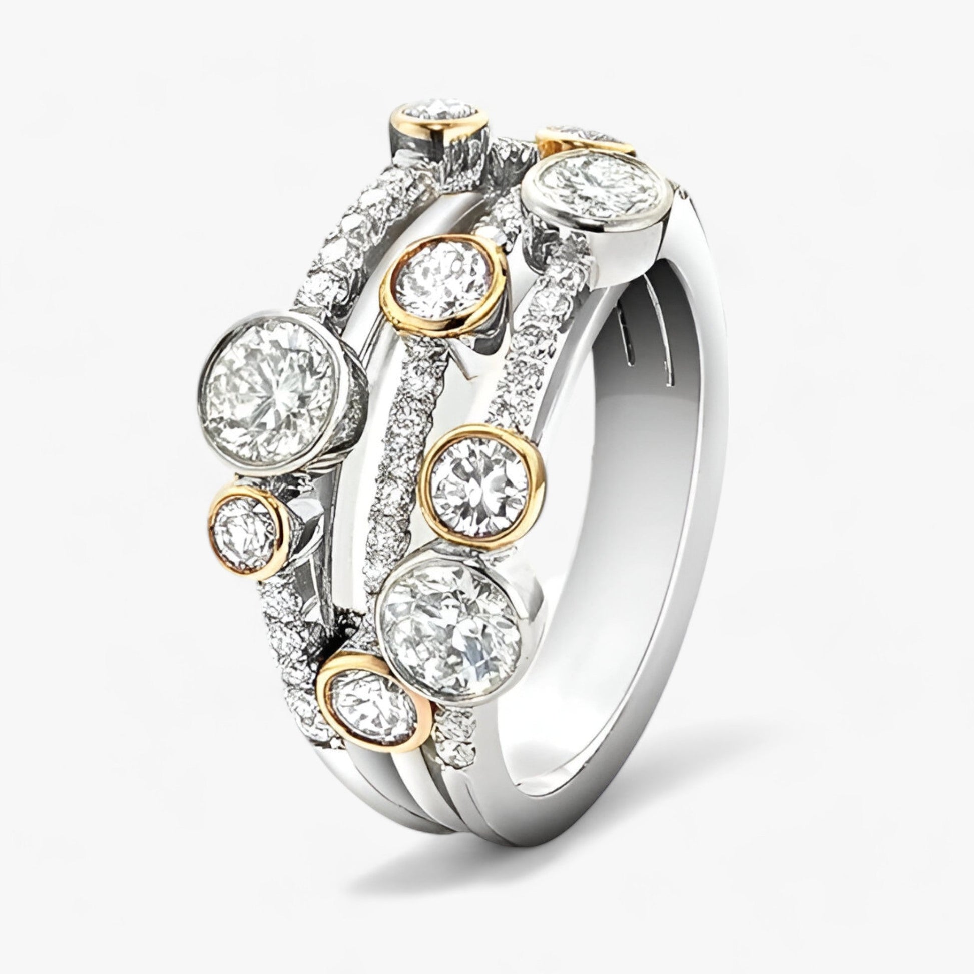 Kvinnors Ring Vintage Tvåfärgad Design Kubisk Zirkonium-2