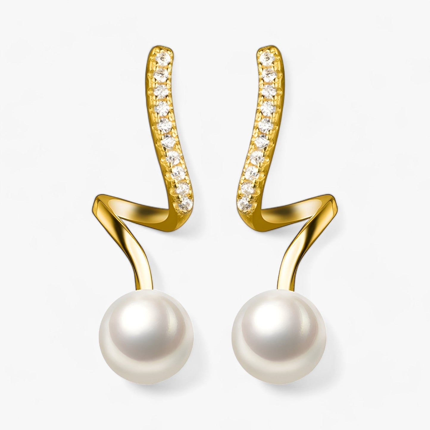 Guld Pärlörhängen med Geometrisk Design och Strass för Kvinnor – Eleganta Festörhängen 1