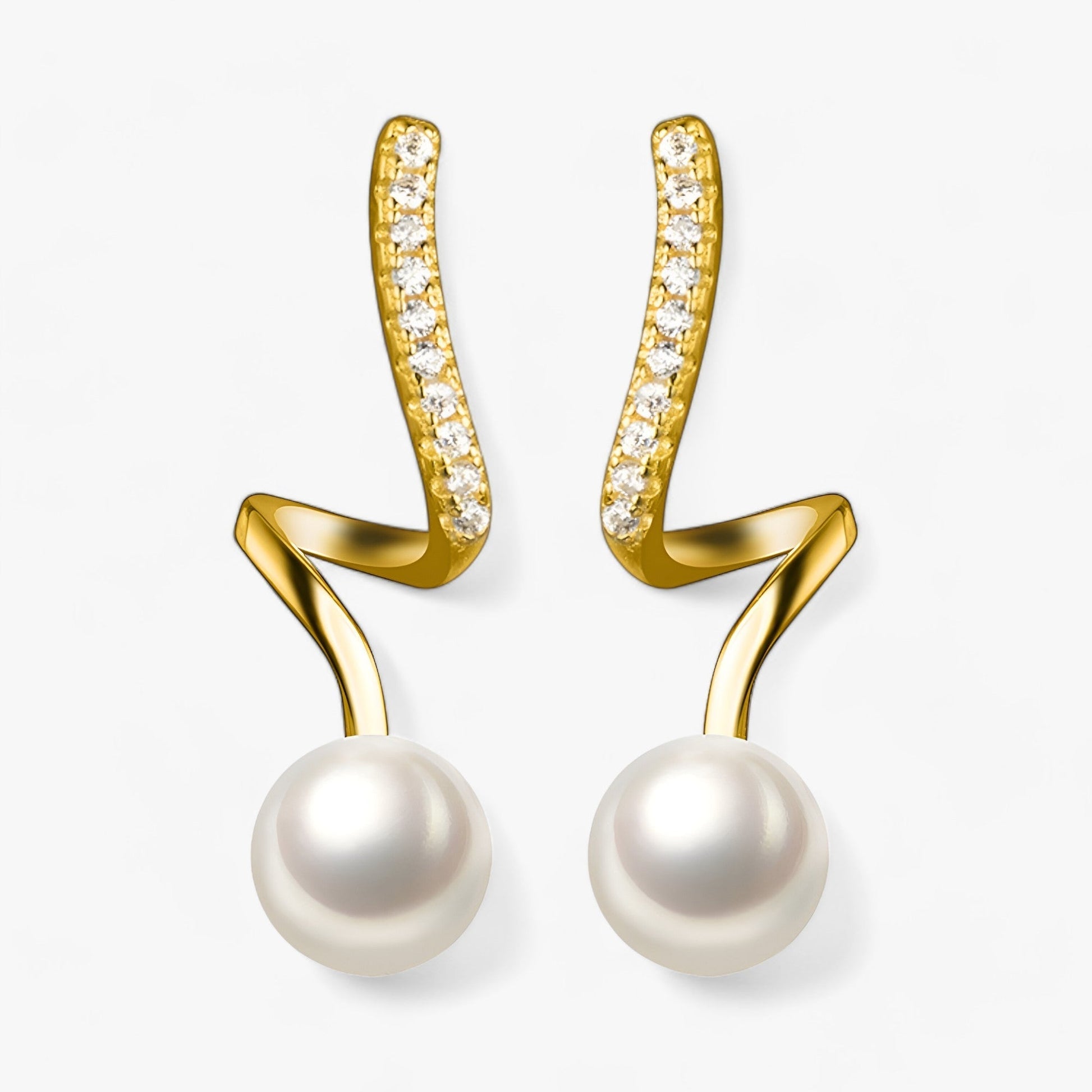 Guld Pärlörhängen med Geometrisk Design och Strass för Kvinnor – Eleganta Festörhängen 1