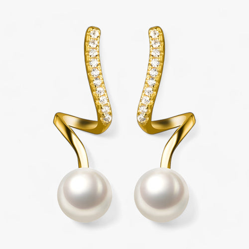 Guld Pärlörhängen med Geometrisk Design och Strass för Kvinnor – Eleganta Festörhängen 1