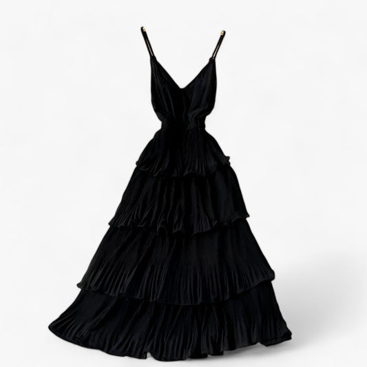 Dam Kamisolklänning V-ringning Ruffle Lätt Polyester 1