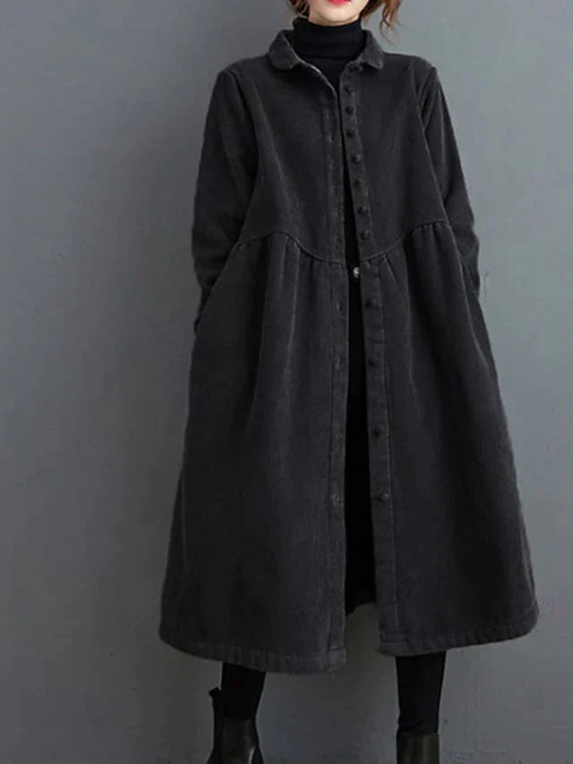 Dam Kappa Elegant Kordmaterial Tidlös Design Mjuk Komfort-4