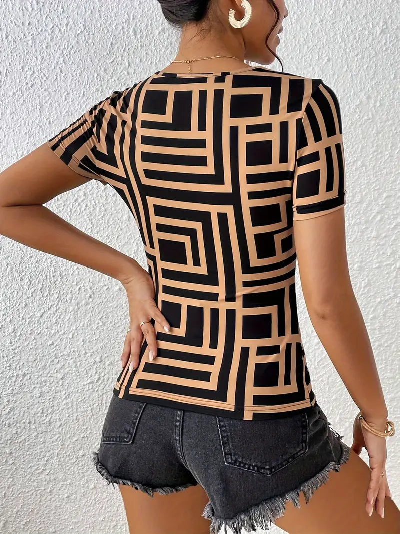 Dam T-shirt Klyvning Andningsbart Material-3