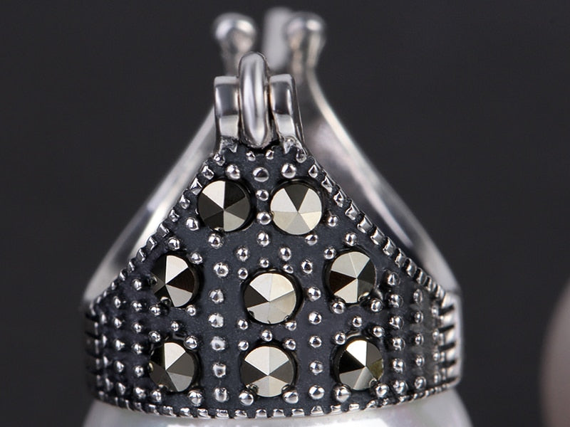 Damörhängen Pärlörhängen i 926 Sterling Silver med Naturliga Skalpärlor-3