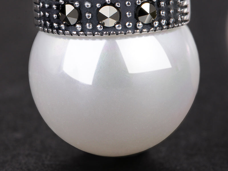 Damörhängen Pärlörhängen i 926 Sterling Silver med Naturliga Skalpärlor-2