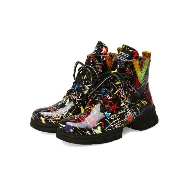 Variant image for Dam Sneakers Abstrakt Mönster PU Läder med Medelhög Sula-3