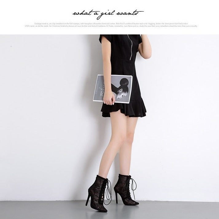 Dam Stövlar Ankelhöga Blommönster Transparent Spetsig Tå Gummi 8 cm Klack-2