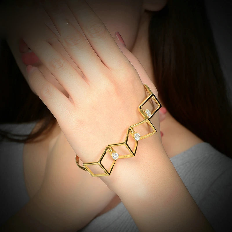 Kvinnors Armring Geometrisk Guldpläterad Kopparlegering-1