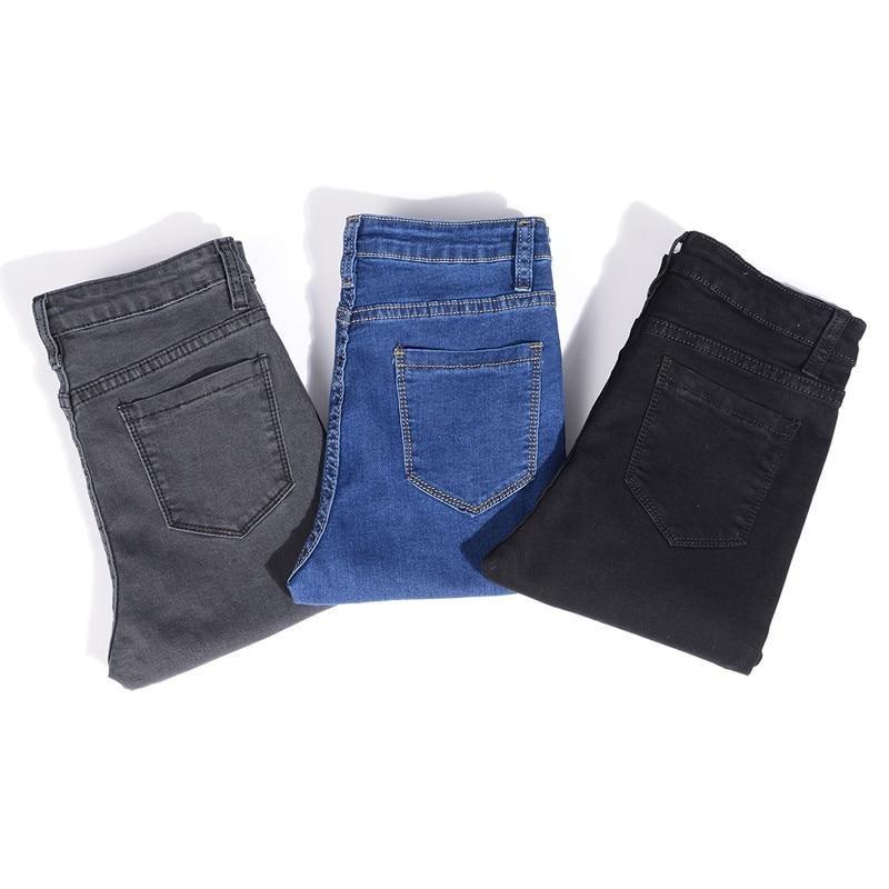 Dam Jeans Hög Midja Stretch Klassisk Stil Bomull Polyester-4