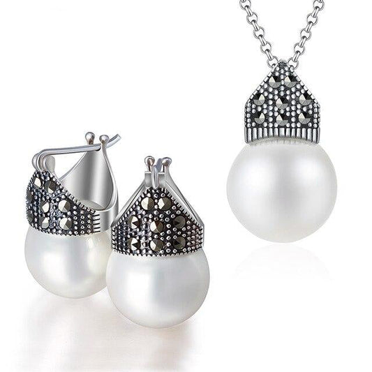 Damörhängen Pärlörhängen i 926 Sterling Silver med Naturliga Skalpärlor-1
