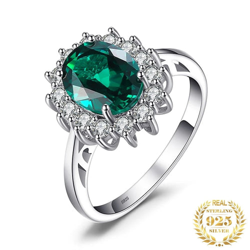 Damring Simulerad Smaragd Oval 925 Sterling Silver-1