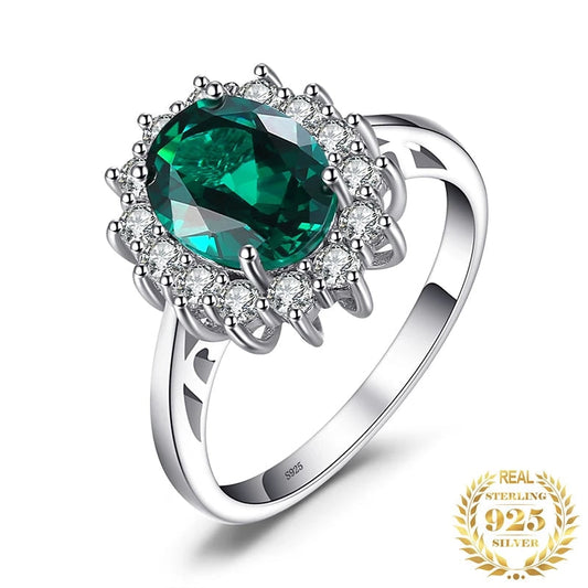 Damring Simulerad Smaragd Oval 925 Sterling Silver-1