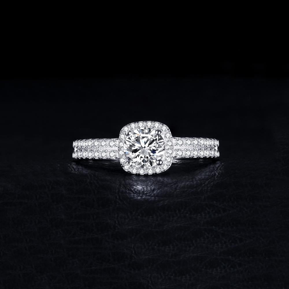 Ring i 925 Sterling Silver Geometrisk Design med Zirkon Detalj-5