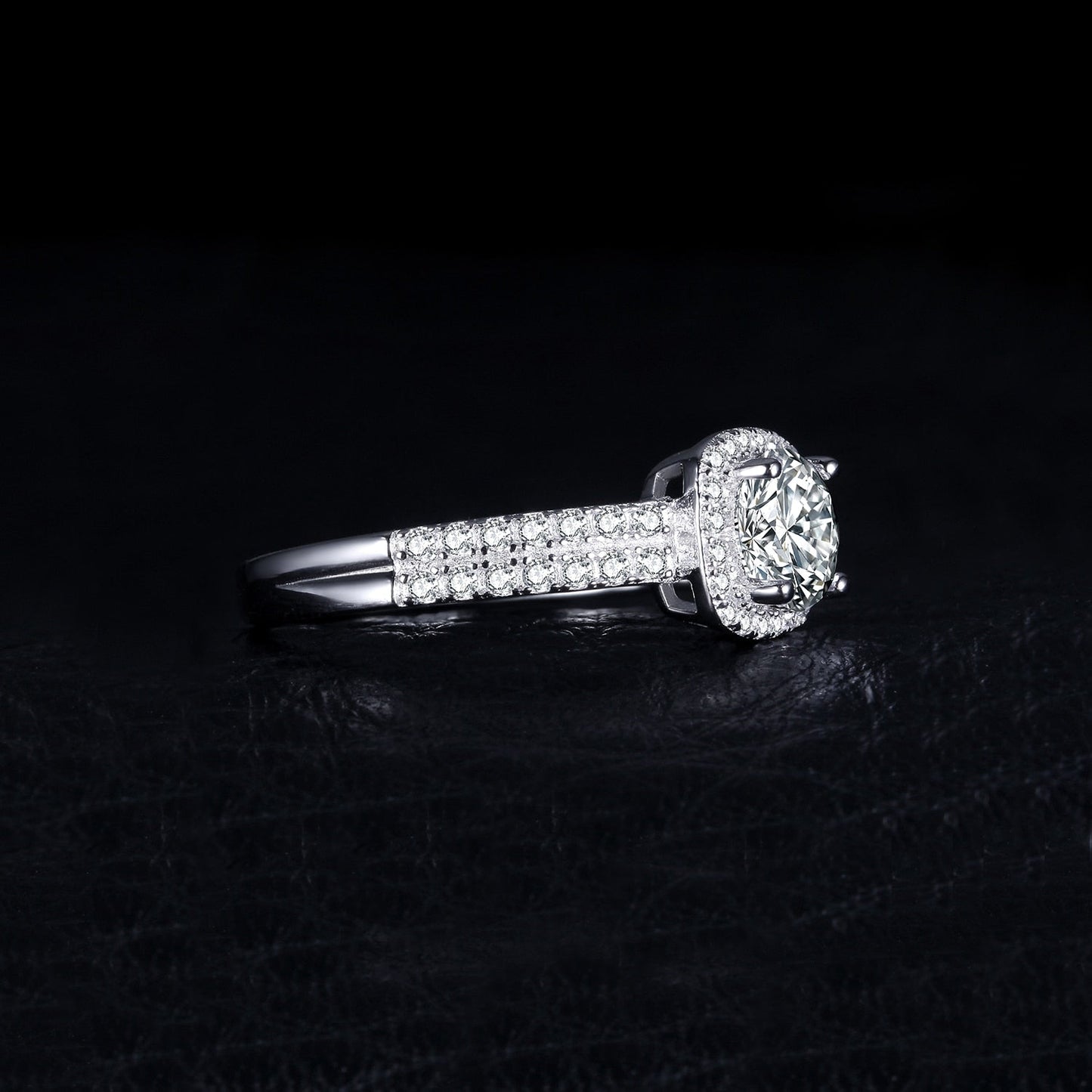 Ring i 925 Sterling Silver Geometrisk Design med Zirkon Detalj-3
