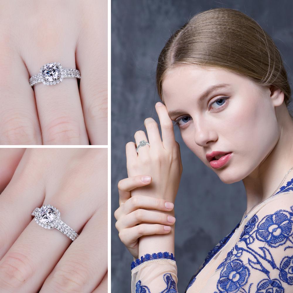 Ring i 925 Sterling Silver Geometrisk Design med Zirkon Detalj-6