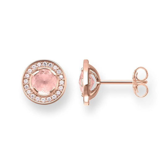 Kvinnors Runda ĂrhĂ€ngen i 925 Sterling Silver med Rosa Kristaller-1