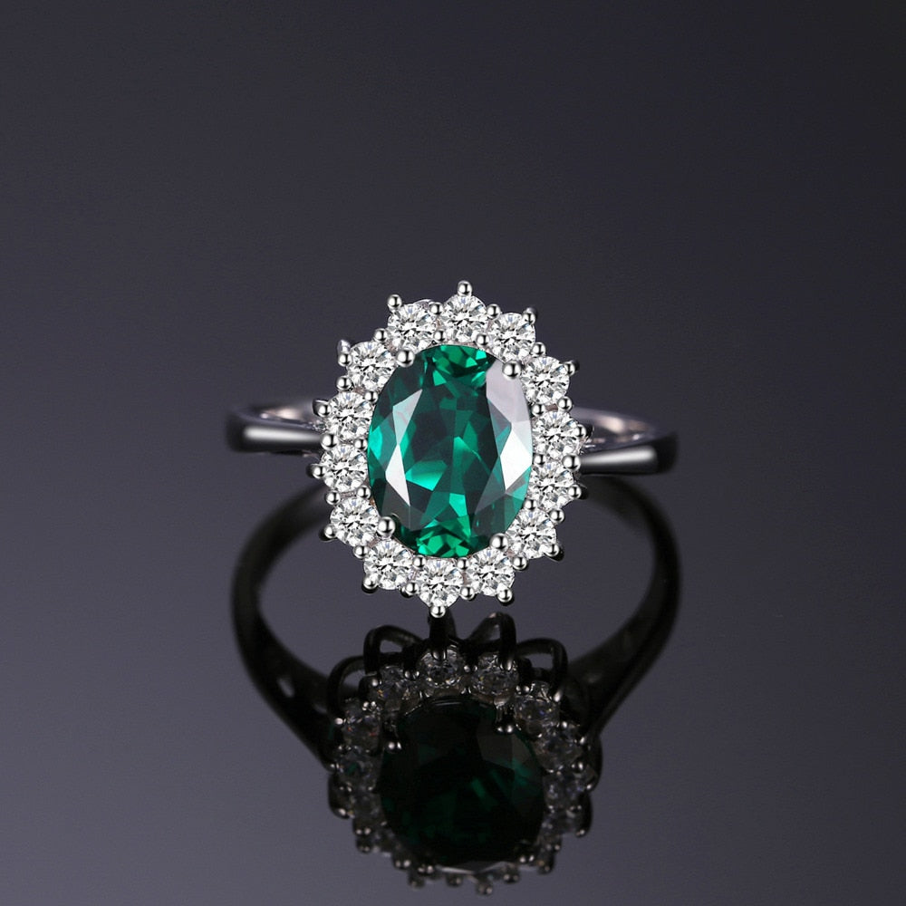 Damring Simulerad Smaragd Oval 925 Sterling Silver-3