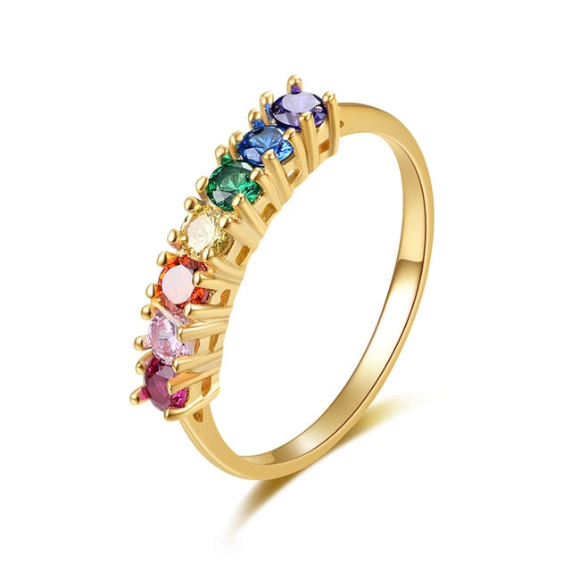 Cirkulär Ring i 925 Sterling Silver med Färgglada Zirconia Stenar – Elegant och Tidslös Smycke för Kvinnor 9