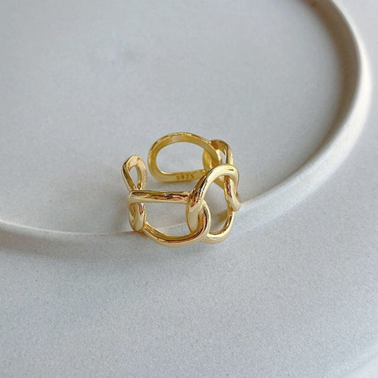 Damring Minimalistisk Geometrisk 18K GuldplÀterad i 925 Sterling Silver-1