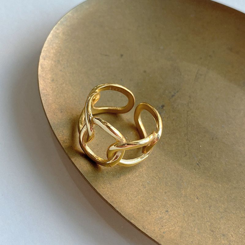 Damring Minimalistisk Geometrisk 18K Guldpläterad i 925 Sterling Silver-4
