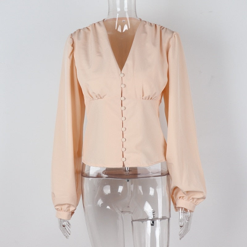 Kvinnors Blus V-ringning Lykta Ärmar Polyester Spandex-3