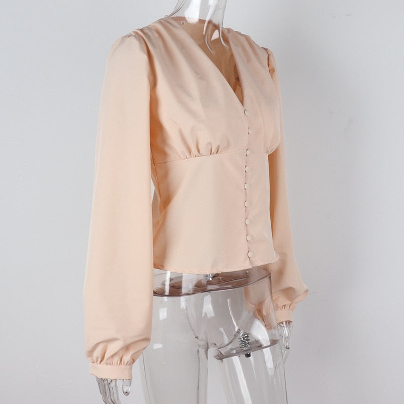 Kvinnors Blus V-ringning Lykta Ärmar Polyester Spandex-2