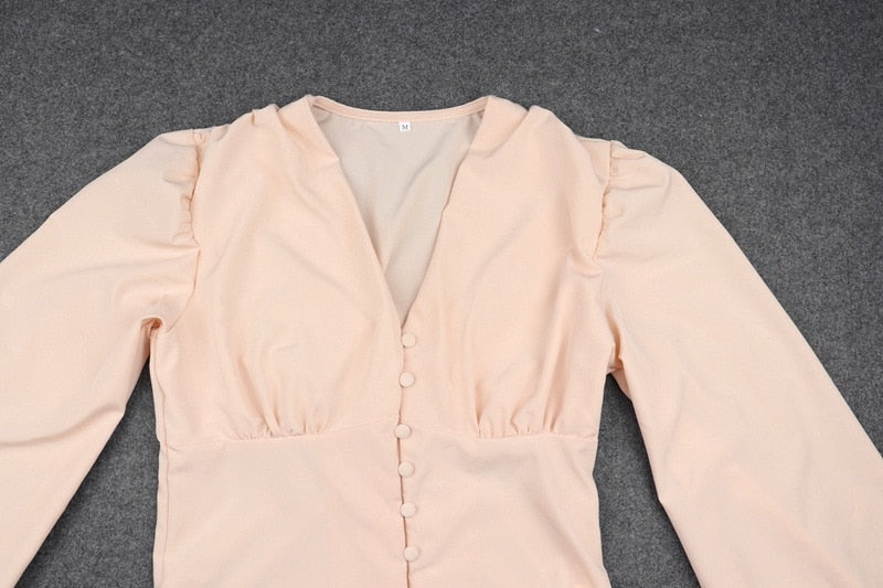 Kvinnors Blus V-ringning Lykta Ärmar Polyester Spandex-5