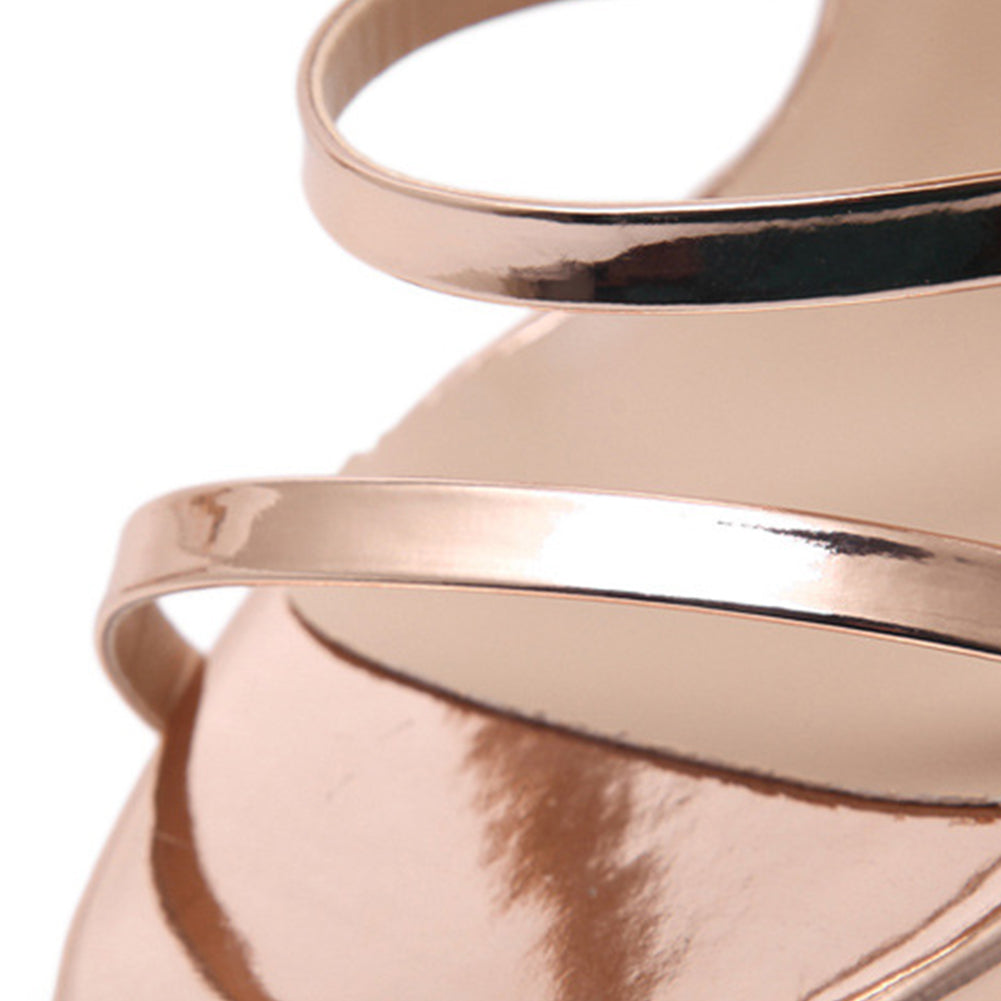 Kvinnors Gladiator Sandaler Hög Klack PU Gummi-5