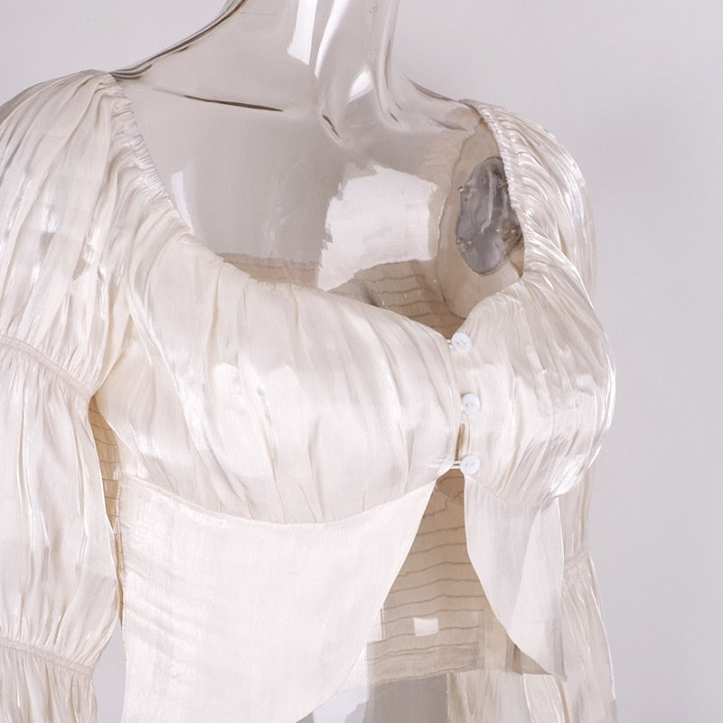 Damklänning Off-Shoulder med Lanternärm och Volang i Polyester och Spandex-6