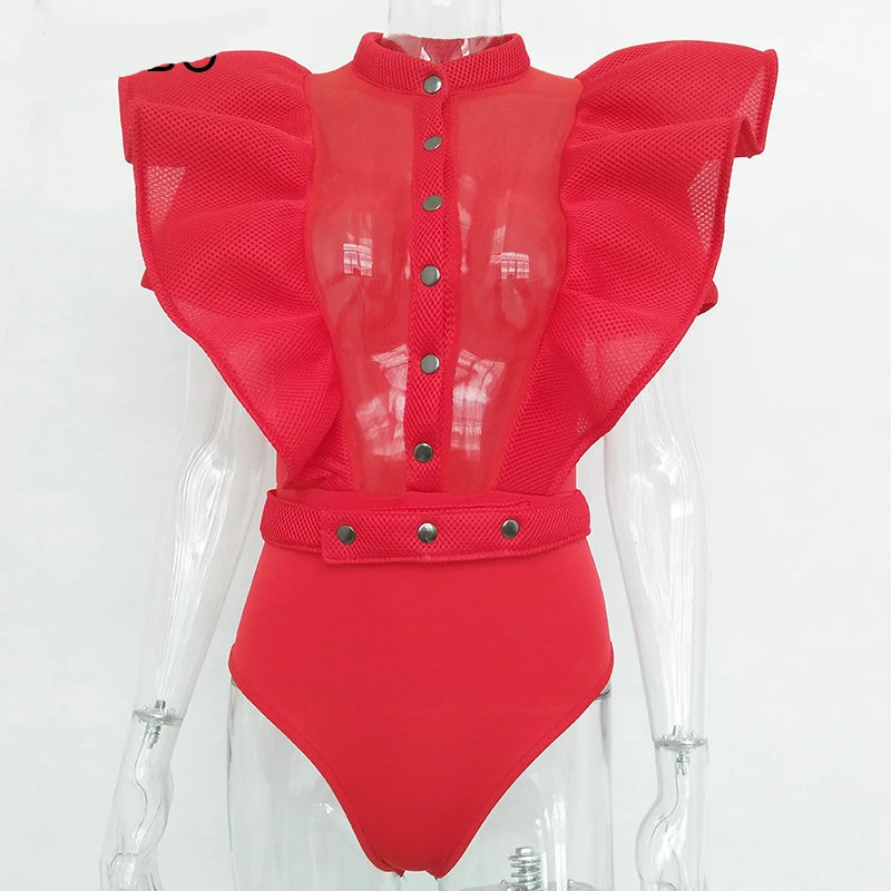 Kvinnors Bodysuit Kortärmad med Utskärning Polyester Spandex-2