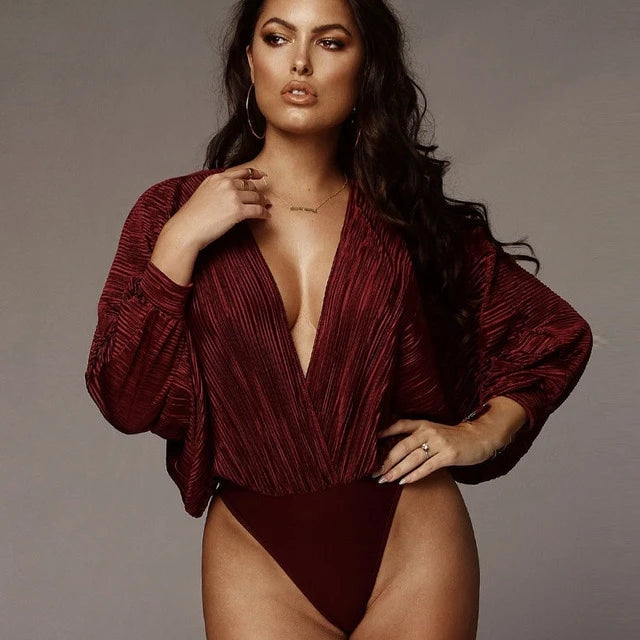 Variant image for Dam Bodysuit V-hals Långärmad Spandex-10