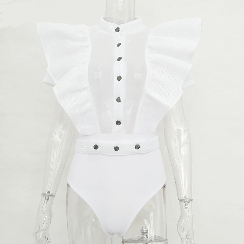 Kvinnors Bodysuit Kortärmad med Utskärning Polyester Spandex-4