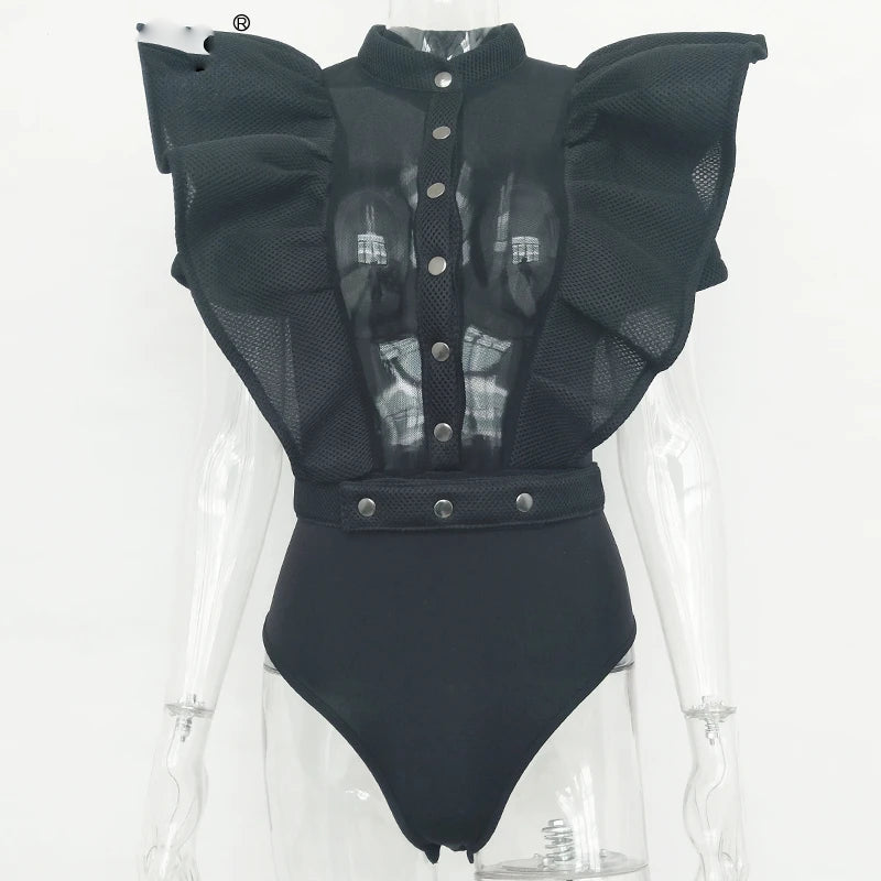 Kvinnors Bodysuit Kortärmad med Utskärning Polyester Spandex-5