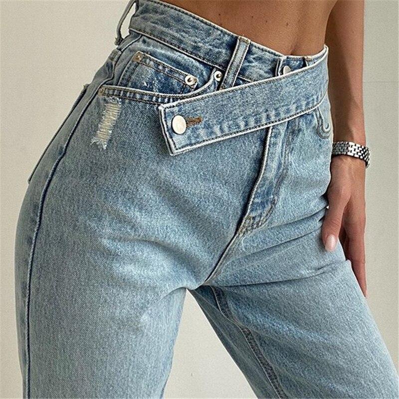 Dam Jeans Hög Midja Wolff Modell i Bomull-2