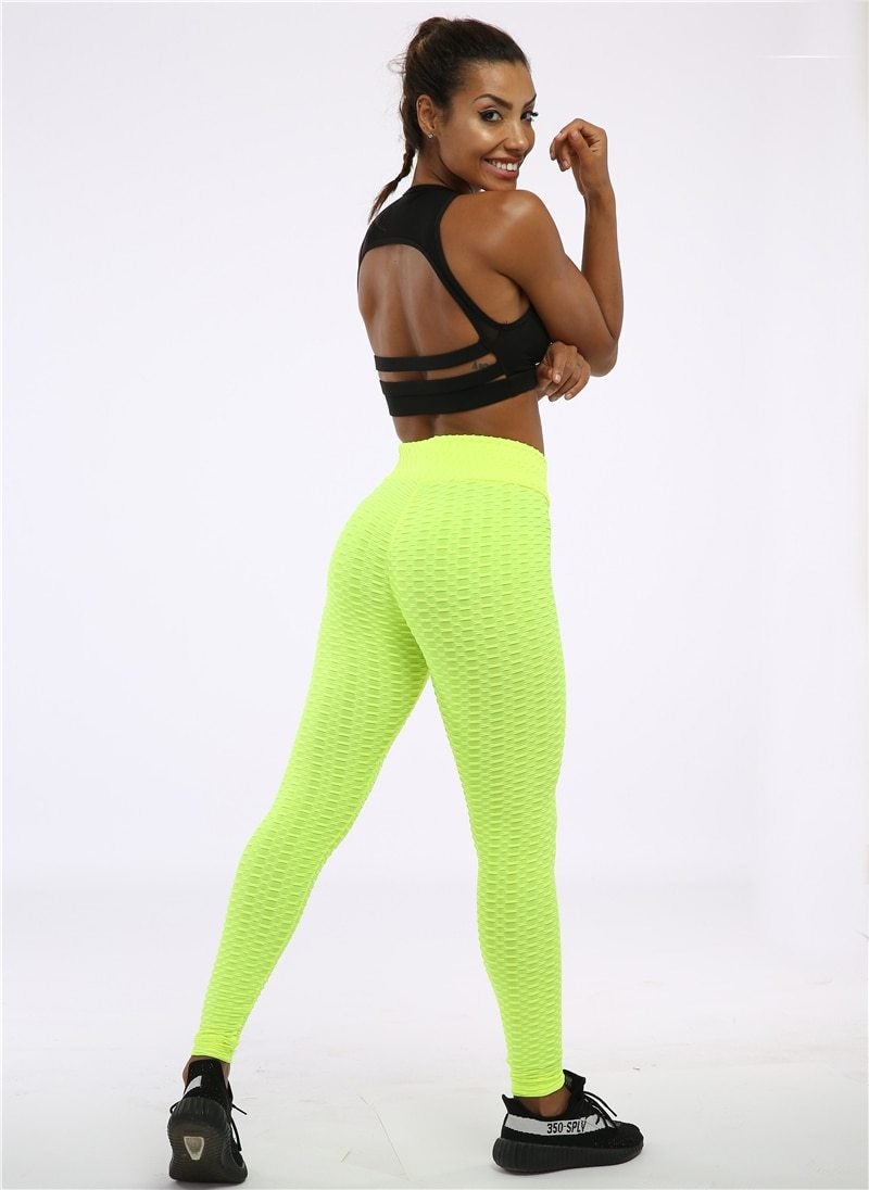 Dam Leggings Hög Midja Elastiskt Material för Träning och Vardagsbruk-3