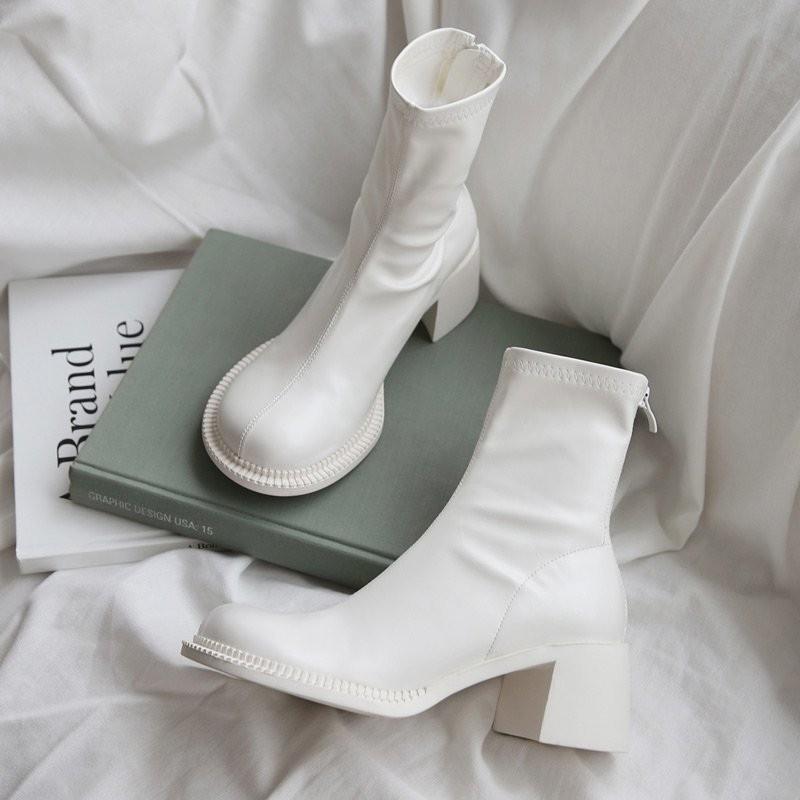 Dam Stövlar Chelsea Stil Ekoläder Hög Klack-1