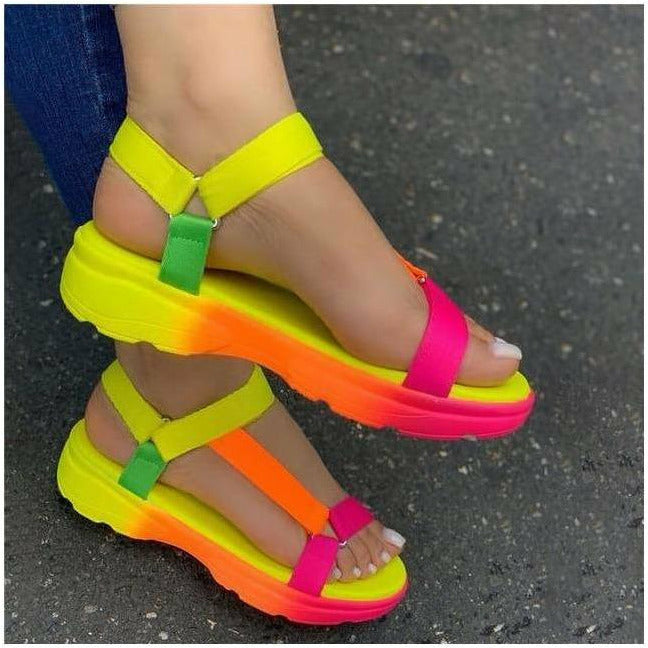 Sandaler Dam Bekväma Gummi Ankelrem Färgglada 8