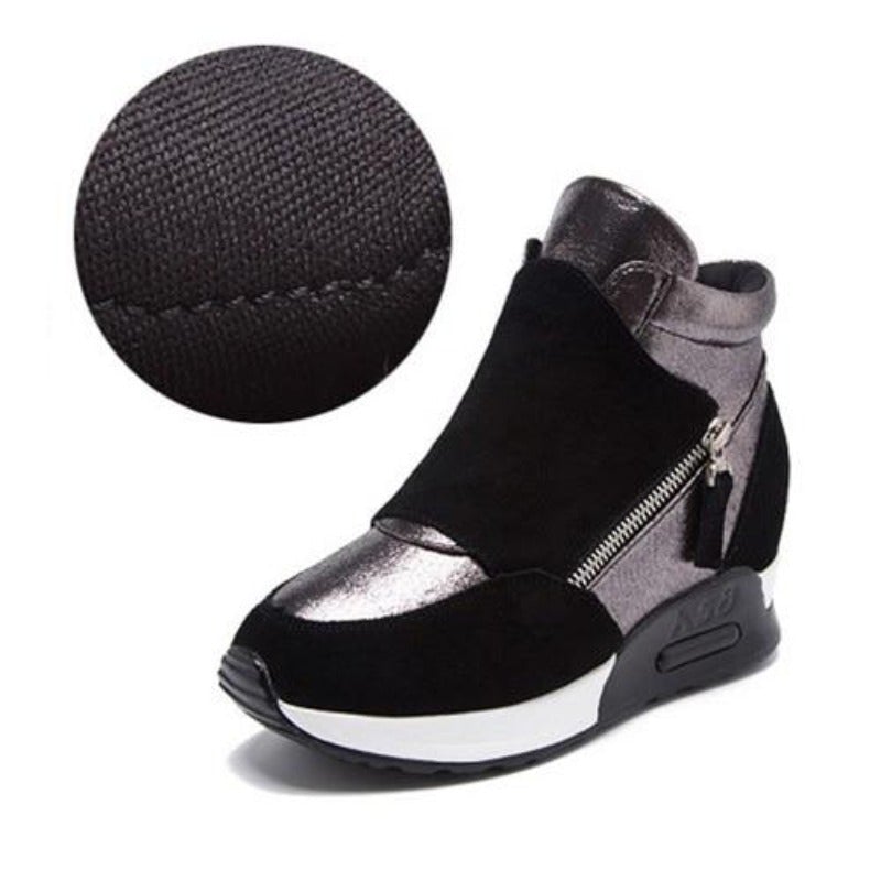 Dam Sneakers med Medelstor Kilhäl i Mocka och Plysch – Bekväm och Elegant Design för Vardag och Fest 8
