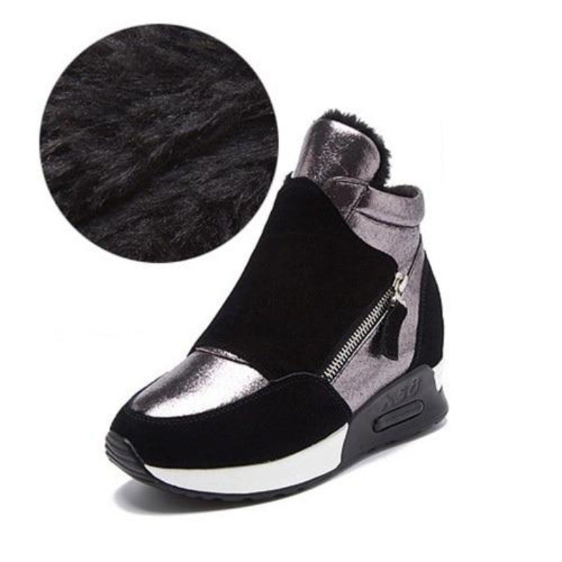 Dam Sneakers med Medelstor Kilhäl i Mocka och Plysch – Bekväm och Elegant Design för Vardag och Fest 9