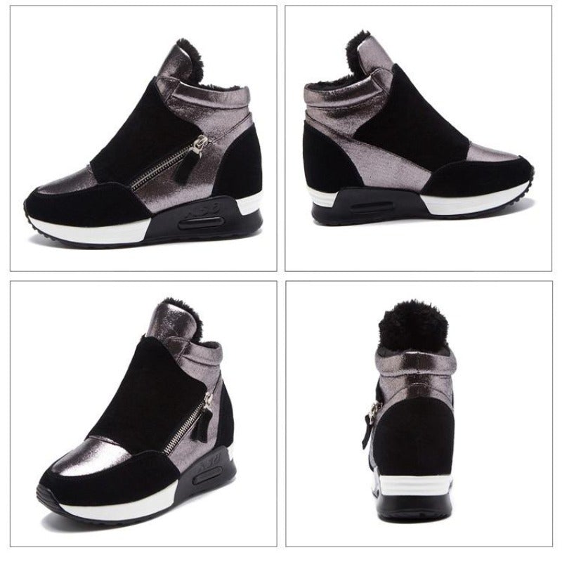 Dam Sneakers med Medelstor Kilhäl i Mocka och Plysch – Bekväm och Elegant Design för Vardag och Fest 6