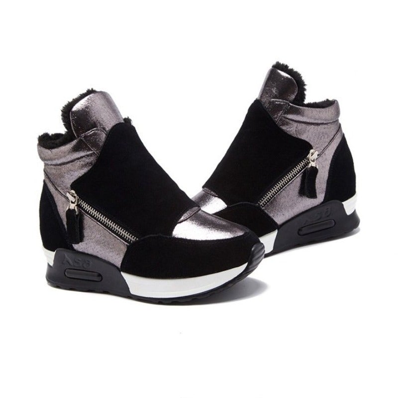 Dam Sneakers med Medelstor Kilhäl i Mocka och Plysch – Bekväm och Elegant Design för Vardag och Fest 5