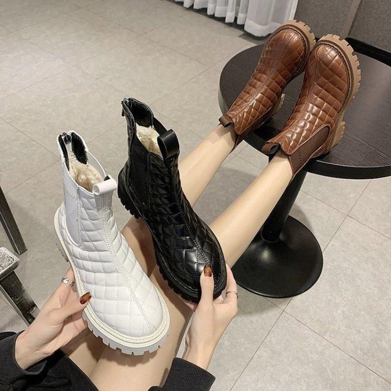 Dam Stövlar Hög Axel Eco Leather Elastiska Insatser för Komfort-3