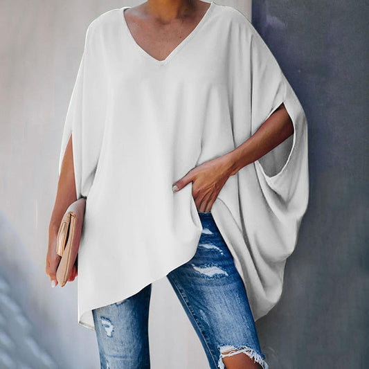 Dam Blus Av Bomull Polyester Med Elegant Design-1
