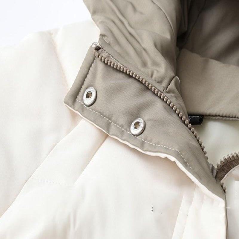 Dam Lång Vinterjacka Quiltad Bomull Polyester med Rymlig Huva-5