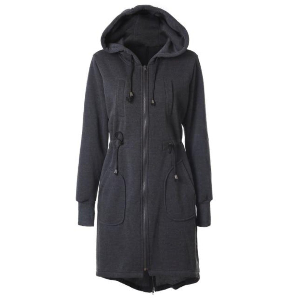 Dam Kappa Sportig Asymmetrisk Bomull och Polyester med Huva-4