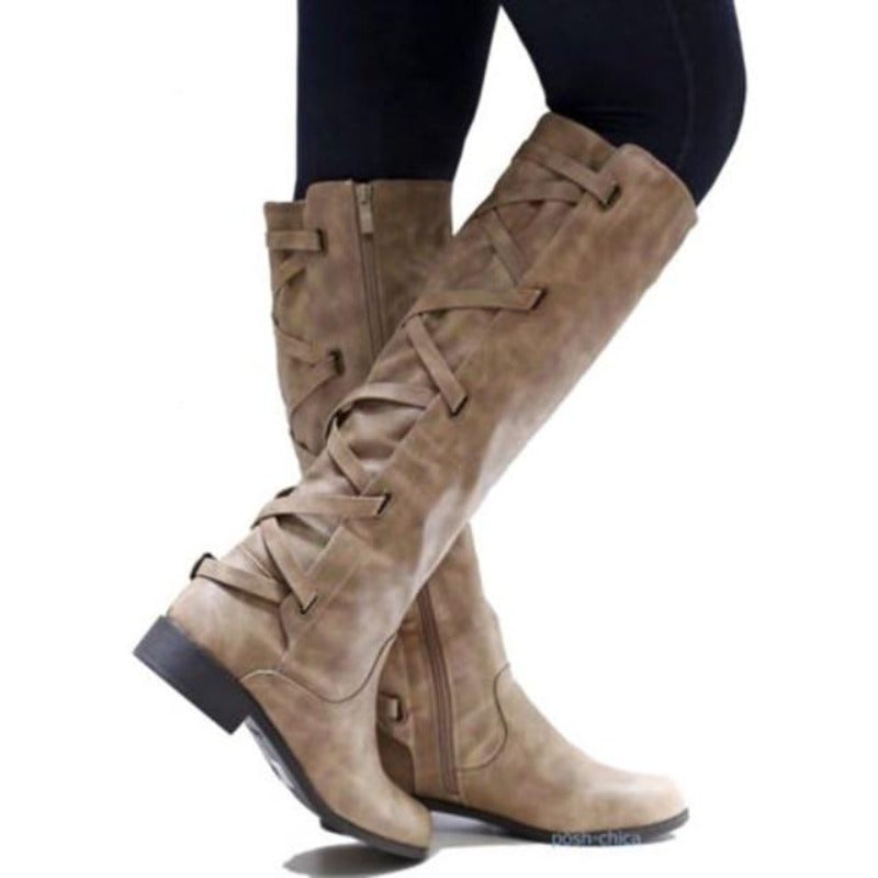 Variant image for Fodrade Vinterstövlar Dam Eco Läder Med Blockhäl och Dragkedja-19