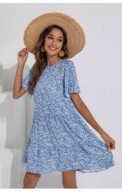 Dam Blomklänning Avslappnad Bomull Polyester-1