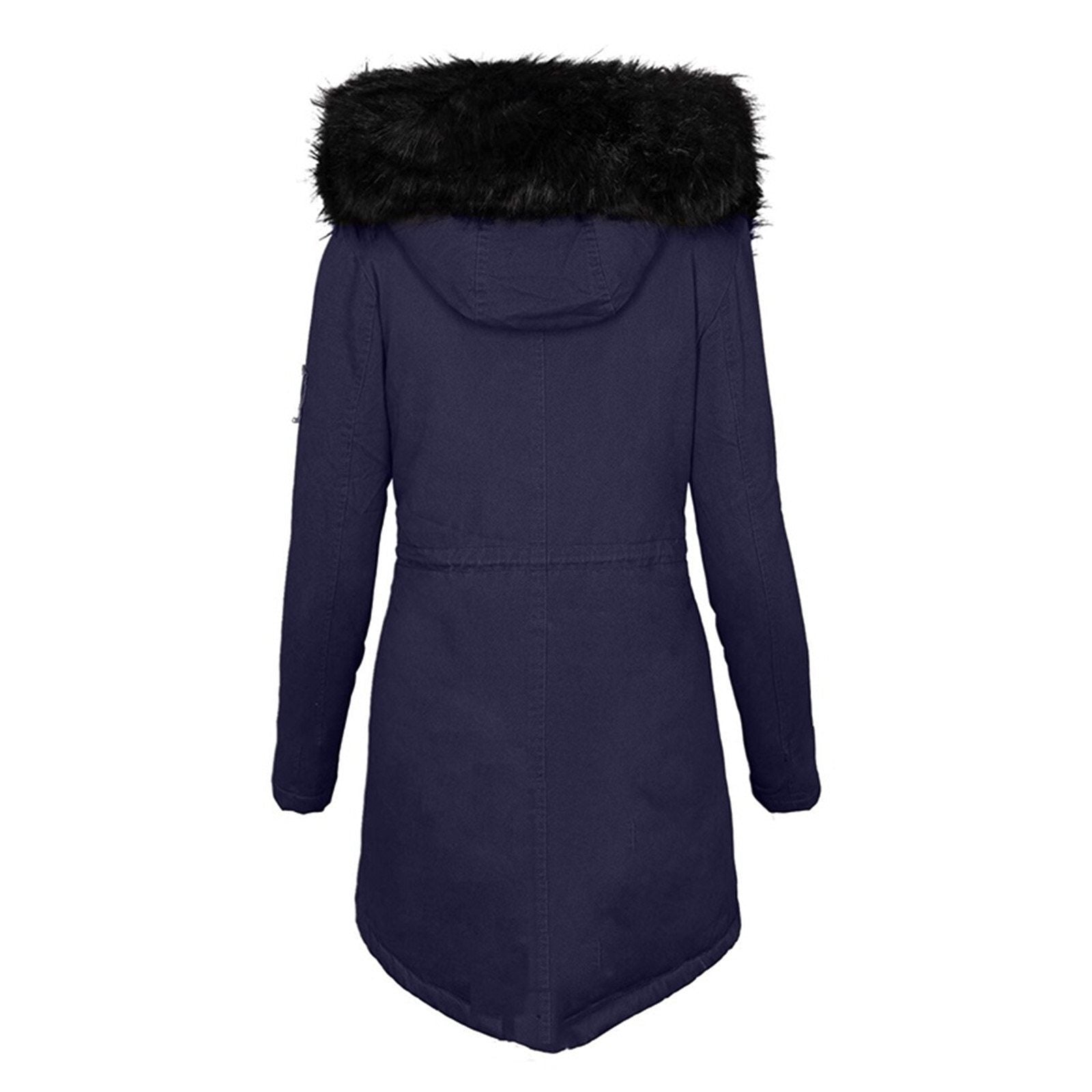 Vinterjacka Dam Parkas med Syntetisk Päls och Elegant Midja-2