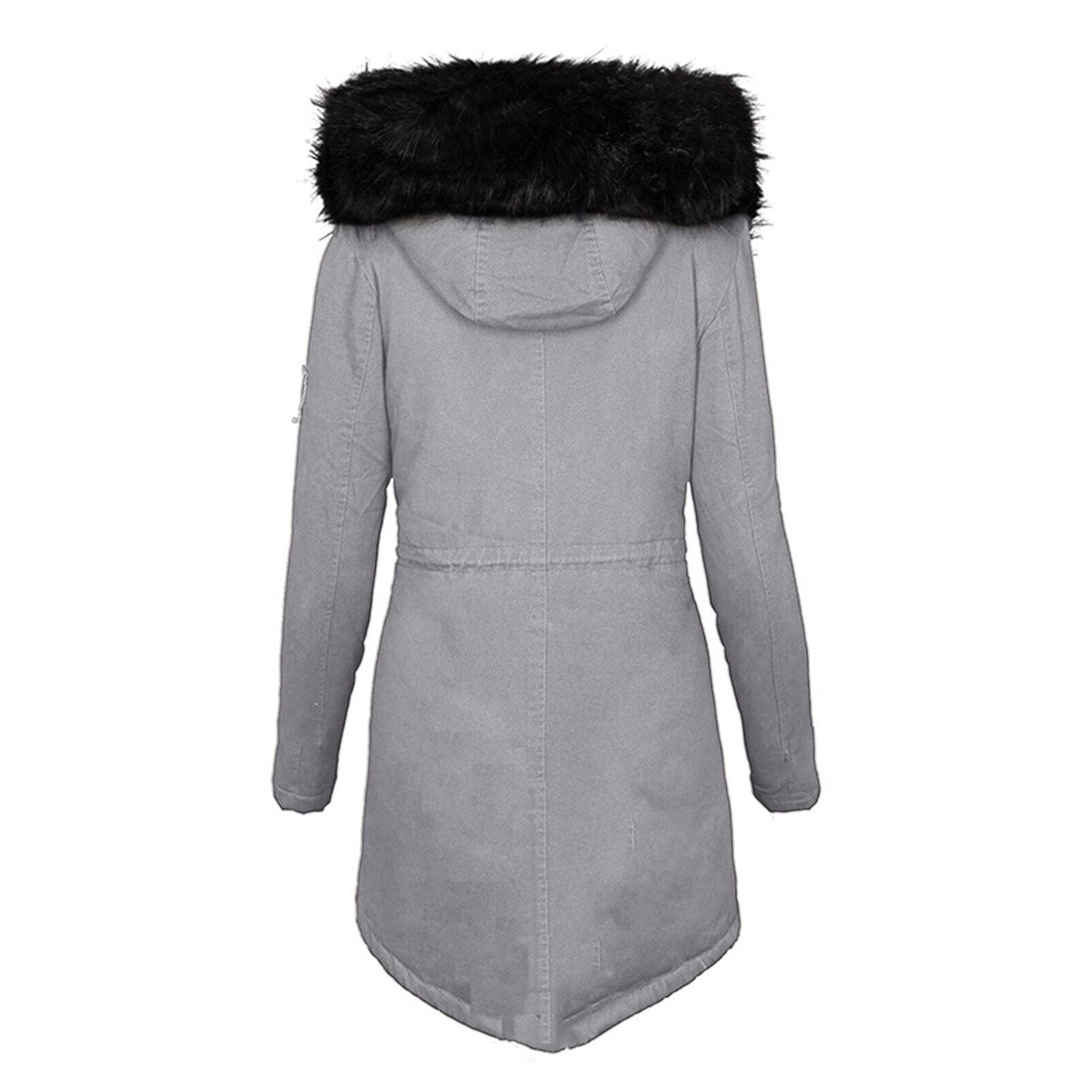 Vinterjacka Dam Parkas med Syntetisk Päls och Elegant Midja-4